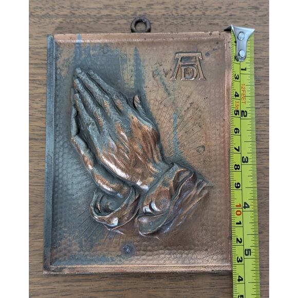 Achievements In Elegance Praying Hands Copper Wall Plaque Made In Austria 4"x 5" - Picture 4 of 4